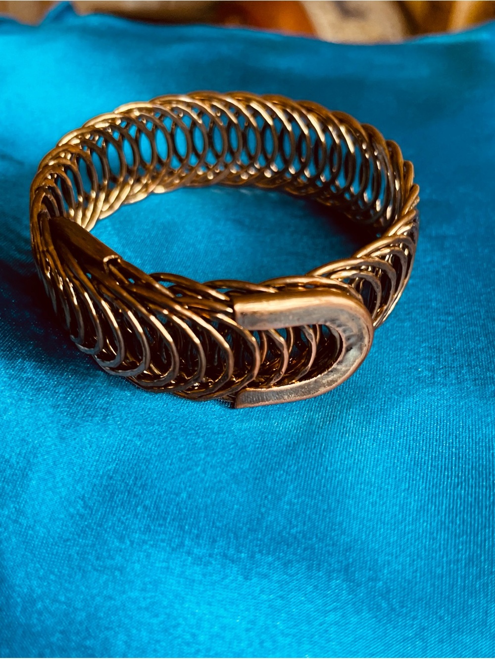 Vintage Bronze Tone Sculpted Adjustable Cuff Clamper Bracelet 6.5-7.5